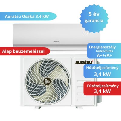   Auratsu Osaka 3,4 kW split oldalfali klímaszett szereléssel együtt