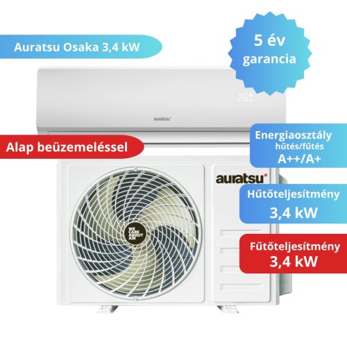 Auratsu Osaka 3,4 kW split oldalfali klímaszett szereléssel együtt